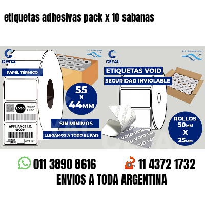 etiquetas adhesivas pack x 10 sabanas