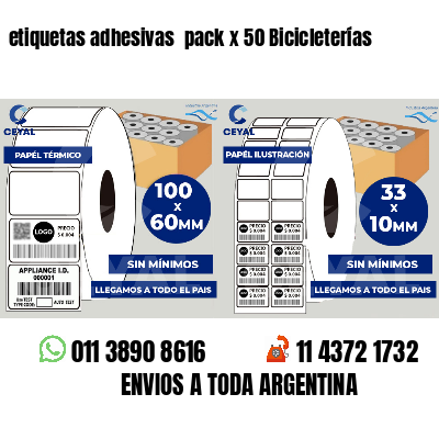 etiquetas adhesivas  pack x 50 Bicicleterías