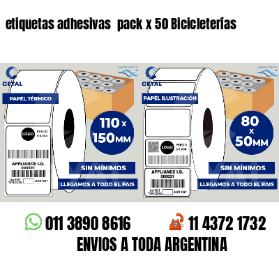 etiquetas adhesivas  pack x 50 Bicicleterías