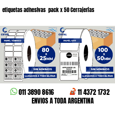 etiquetas adhesivas  pack x 50 Cerrajerías