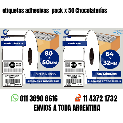 etiquetas adhesivas  pack x 50 Chocolaterías