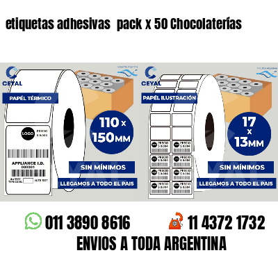 etiquetas adhesivas  pack x 50 Chocolaterías