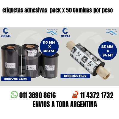 etiquetas adhesivas pack x 50 Comidas por peso