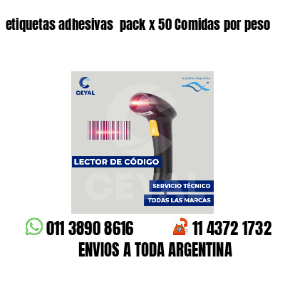 etiquetas adhesivas pack x 50 Comidas por peso