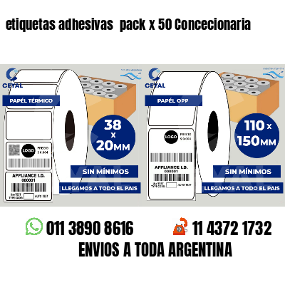 etiquetas adhesivas pack x 50 Concecionaria