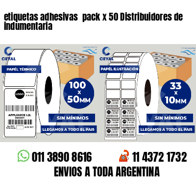 etiquetas adhesivas  pack x 50 Distribuidores de indumentaria