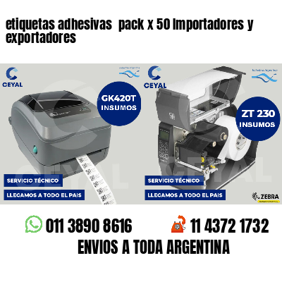 etiquetas adhesivas  pack x 50 Importadores y exportadores