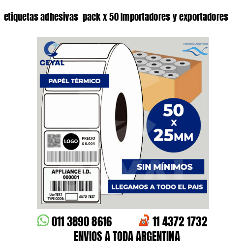 etiquetas adhesivas  pack x 50 Importadores y exportadores
