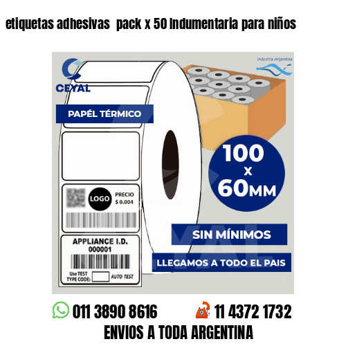 etiquetas adhesivas  pack x 50 Indumentaria para niños