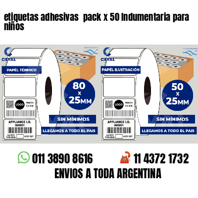 etiquetas adhesivas  pack x 50 Indumentaria para niños