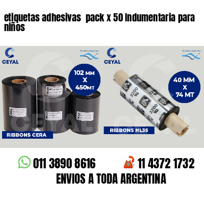 etiquetas adhesivas  pack x 50 Indumentaria para niños