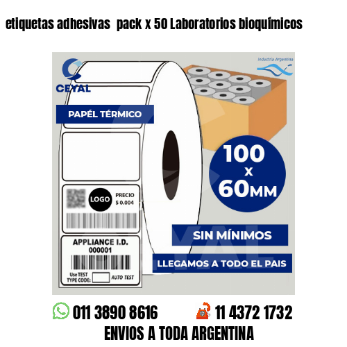 etiquetas adhesivas  pack x 50 Laboratorios bioquímicos