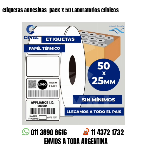 etiquetas adhesivas  pack x 50 Laboratorios clínicos