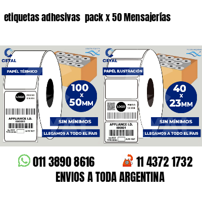 etiquetas adhesivas  pack x 50 Mensajerías