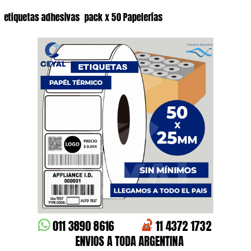 etiquetas adhesivas  pack x 50 Papelerías