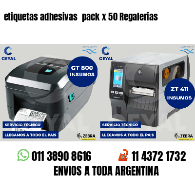 etiquetas adhesivas  pack x 50 Regalerías