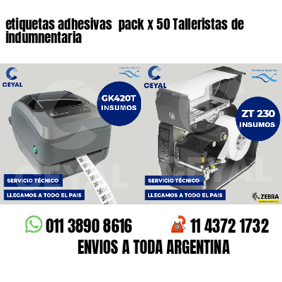etiquetas adhesivas  pack x 50 Talleristas de indumnentaria