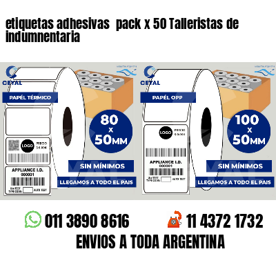 etiquetas adhesivas  pack x 50 Talleristas de indumnentaria