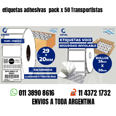 etiquetas adhesivas  pack x 50 Transportistas