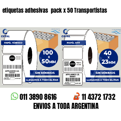 etiquetas adhesivas  pack x 50 Transportistas