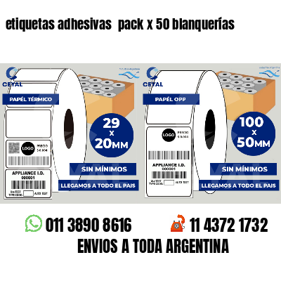 etiquetas adhesivas  pack x 50 blanquerías