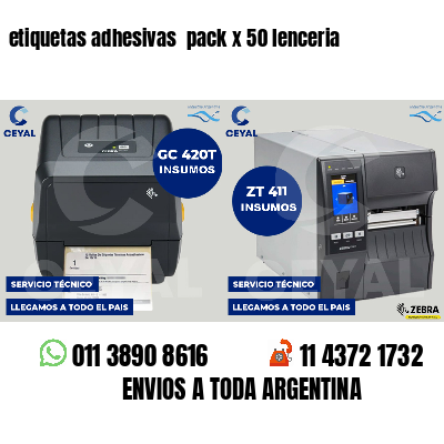 etiquetas adhesivas pack x 50 lenceria