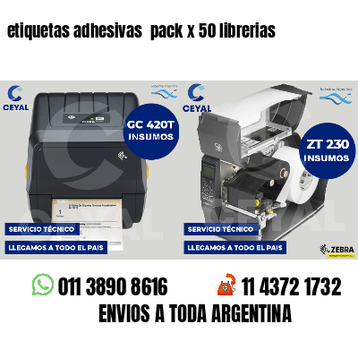 etiquetas adhesivas  pack x 50 librerias