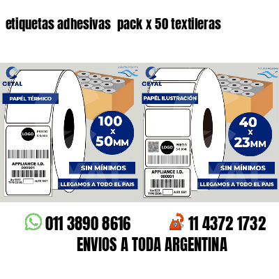 etiquetas adhesivas  pack x 50 textileras