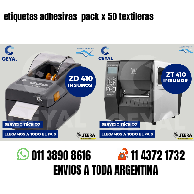 etiquetas adhesivas  pack x 50 textileras