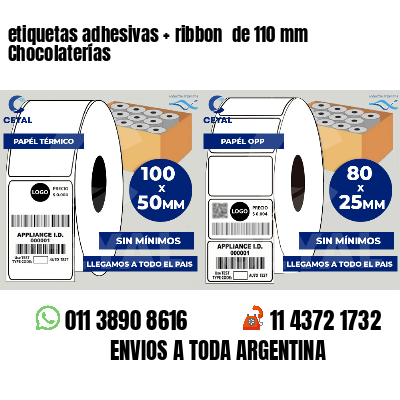 etiquetas adhesivas   ribbon  de 110 mm Chocolaterías