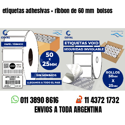 etiquetas adhesivas ribbon de 60 mm bolsos