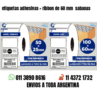 etiquetas adhesivas ribbon de 60 mm sabanas