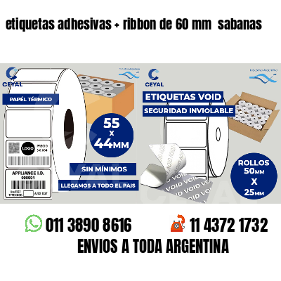 etiquetas adhesivas ribbon de 60 mm sabanas