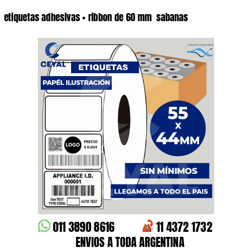 etiquetas adhesivas   ribbon de 60 mm  sabanas