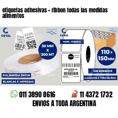 etiquetas adhesivas   ribbon todas las medidas alimentos