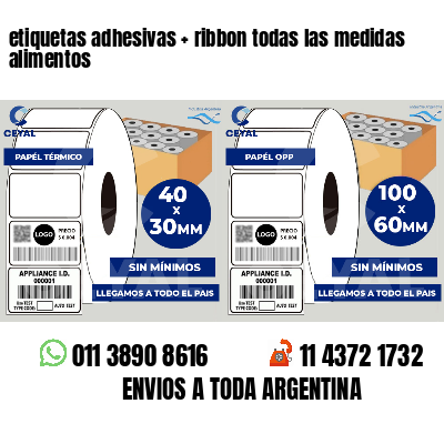 etiquetas adhesivas   ribbon todas las medidas alimentos
