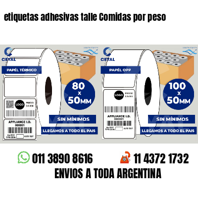 etiquetas adhesivas talle Comidas por peso