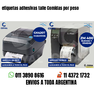 etiquetas adhesivas talle Comidas por peso
