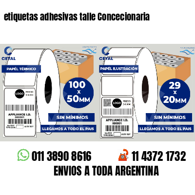 etiquetas adhesivas talle Concecionaria