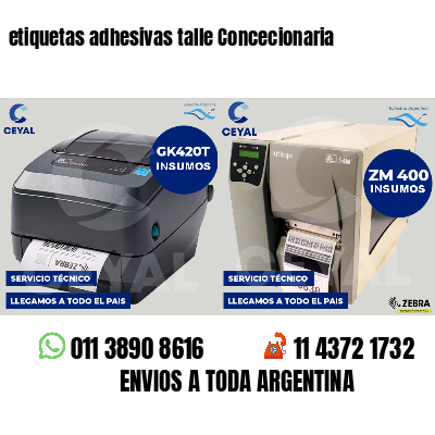 etiquetas adhesivas talle Concecionaria