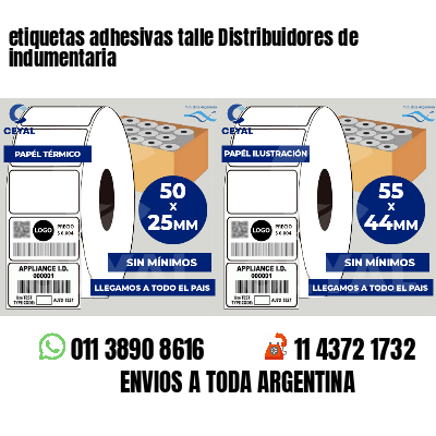 etiquetas adhesivas talle Distribuidores de indumentaria