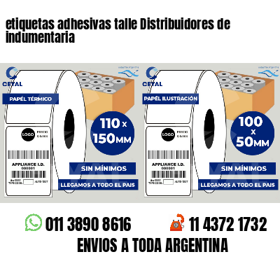 etiquetas adhesivas talle Distribuidores de indumentaria