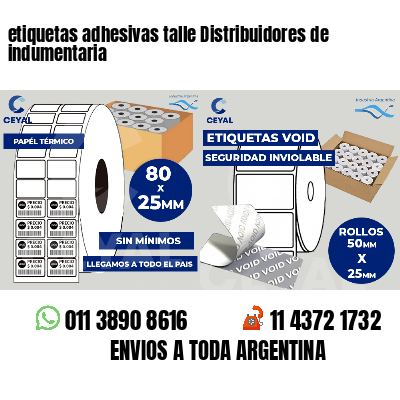 etiquetas adhesivas talle Distribuidores de indumentaria