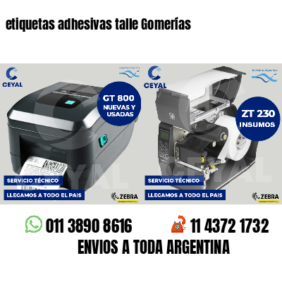 etiquetas adhesivas talle Gomerías