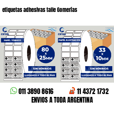 etiquetas adhesivas talle Gomerías