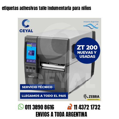etiquetas adhesivas talle Indumentaria para niños