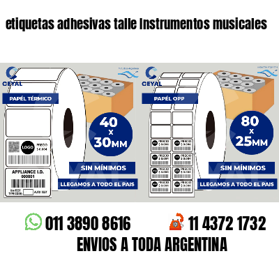 etiquetas adhesivas talle Instrumentos musicales