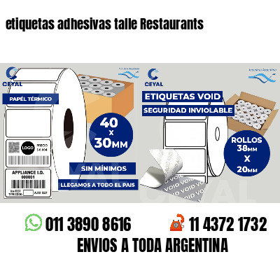 etiquetas adhesivas talle Restaurants