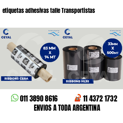 etiquetas adhesivas talle Transportistas