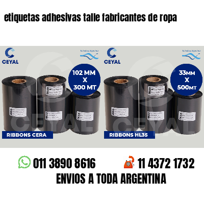 etiquetas adhesivas talle fabricantes de ropa